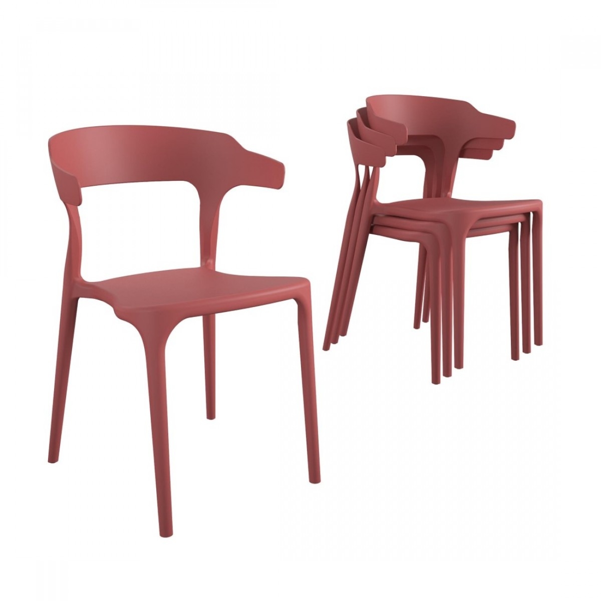 Novogratz Felix Stacking Dining Chairs Set Of 4 In Red