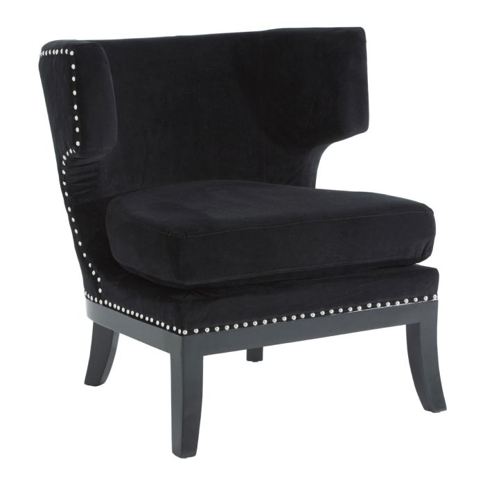 Fifty Five Velvet Upholstered Bedroom Chair In Black