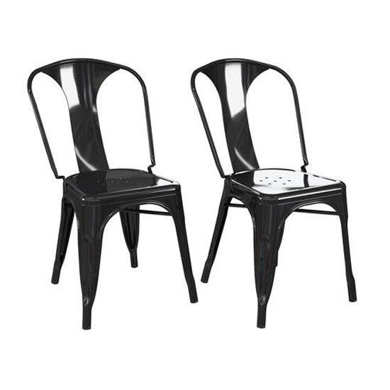 Finn Black Metal Dining Chairs In Pair