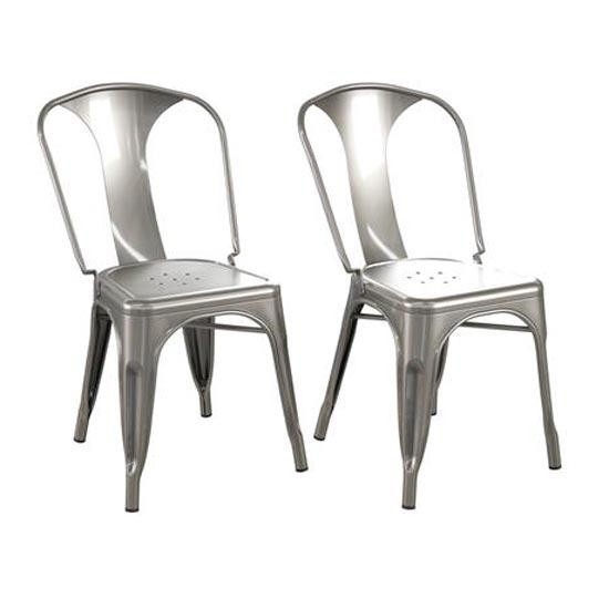 Finn Grey Metal Dining Chairs In Pair