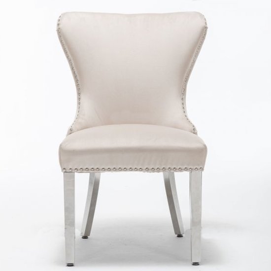 Florence Button Back Velvet Dining Chair In Cream