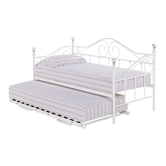 Florence Metal Day Bed With Guest Bed In White