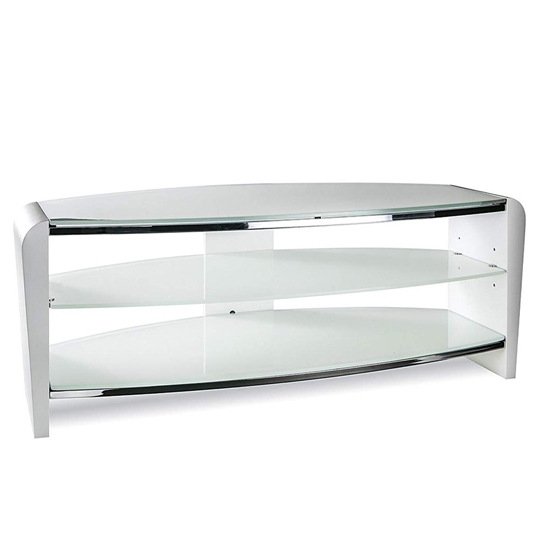 Francium Medium Wooden Tv Stand In White With White Glass