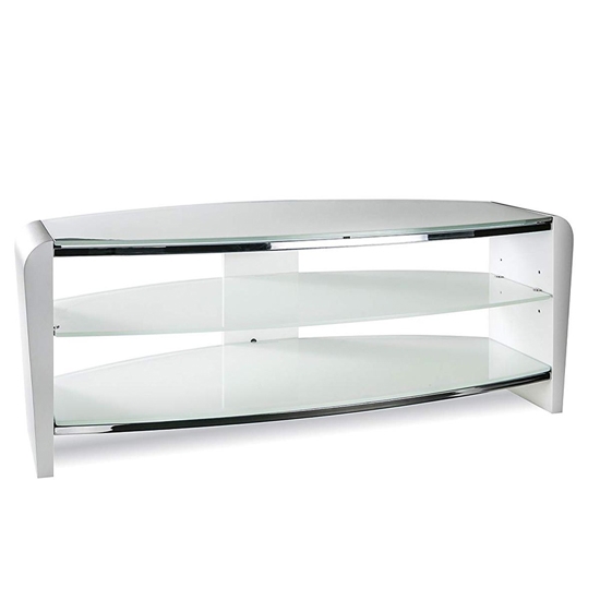 Francium Medium Wooden Tv Stand In White With White Glass