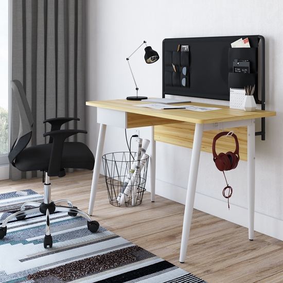 Freemont Wooden Computer Desk In Light Oak And White