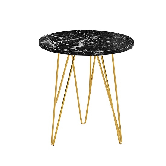 Fusion Black Marble Lamp Table In Gold Metal Legs