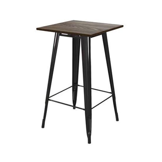 Fusion Square Wooden Bar Table In Black