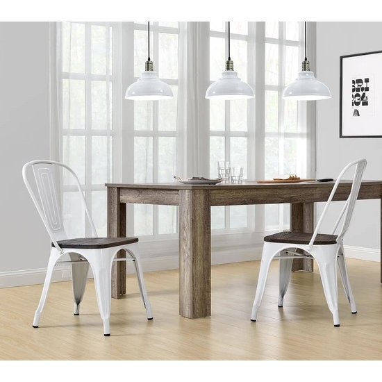Fusion White Metal Dining Chairs In Pair