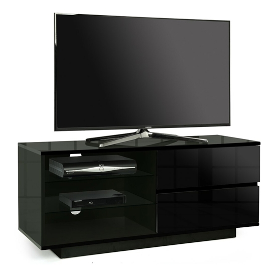 Gallus Ultra Wooden Tv Stand In Black High Gloss With 2 Drawers