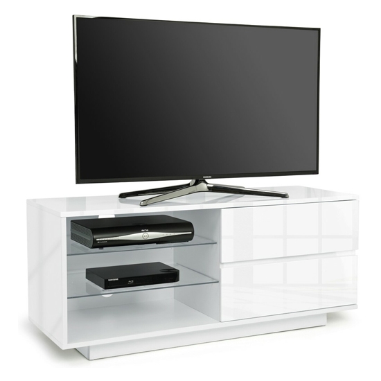 Gallus Wooden Tv Stand In White High Gloss With 2 Drawers