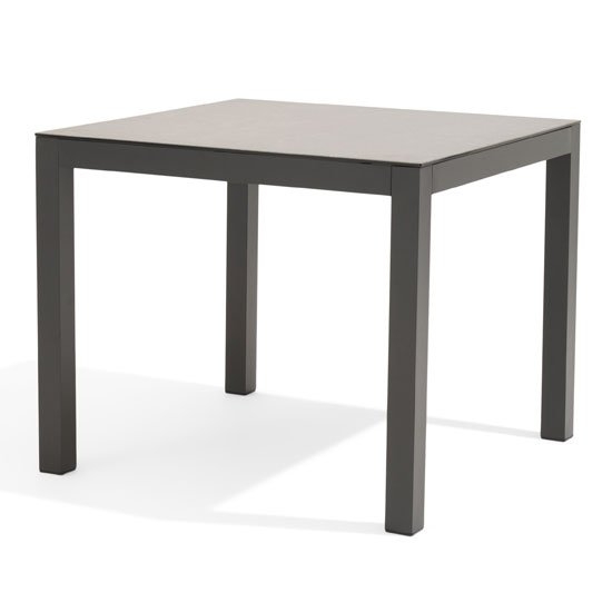 Gerbera Glass Top Garden 90cm Dining Table In Dark Grey