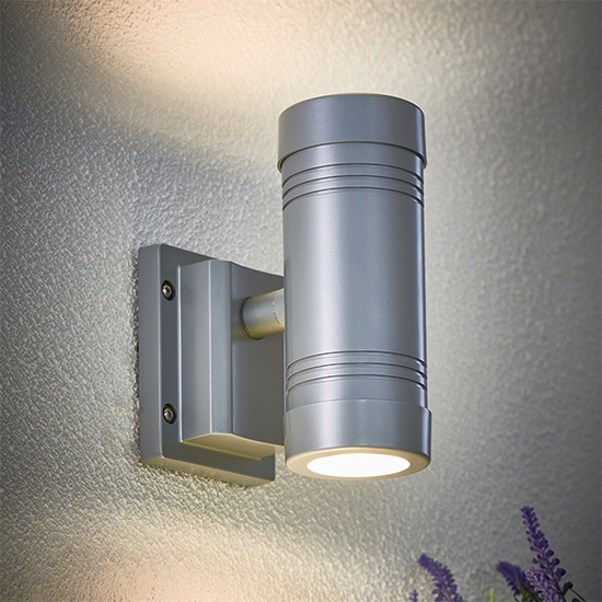 Gigo Clear Glass Lens 2 Lights Wall Light In Aluminium And Grey