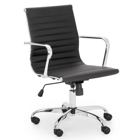 Gio Faux Leather Home And Office Chair In Black And Chrome