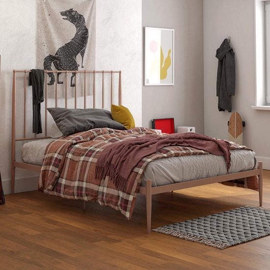 Giulia Modern Metal Double Bed In Millennial Pink