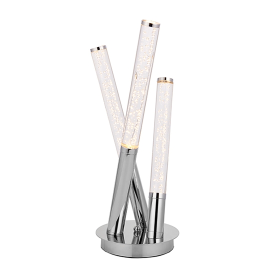 Glacier Clear Bubble Acrylic Table Lamp In Polished Stainless Steel