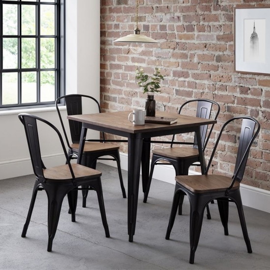 Grafton Wooden Dining Table In Mocha Elm With 4 Chairs