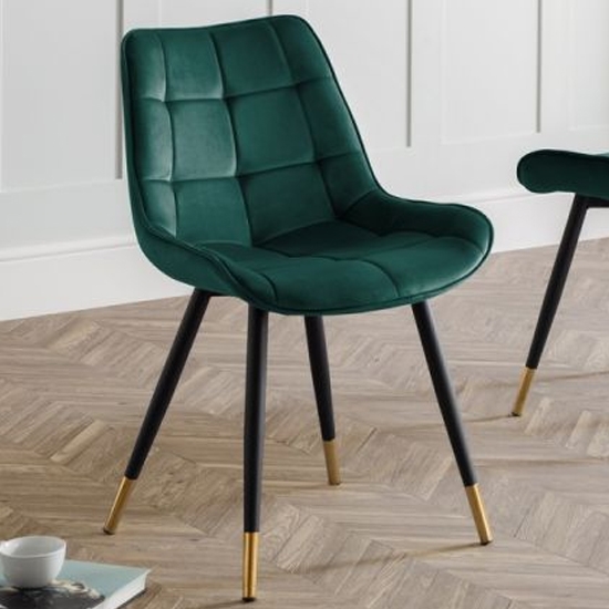 Hadid Velvet Dining Chair In Green