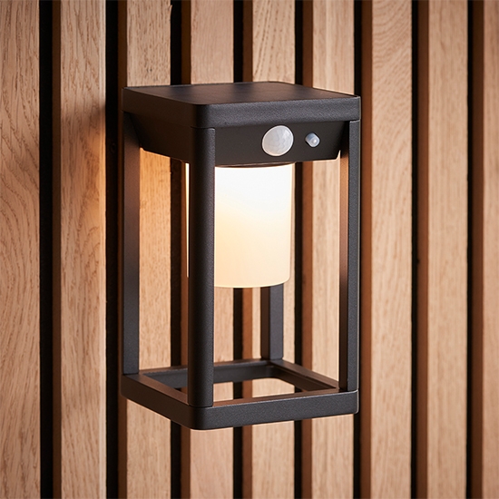 Hallam Outdoor Wall Light In Textured Black With White Pc Diffuser