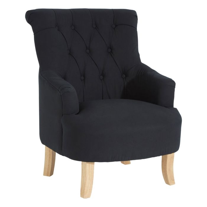 Hampstead Cotton Fabric Upholstered Armchair In Black