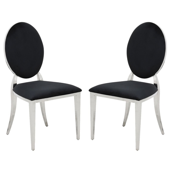 Hampton Black Velvet Upholstered Dining Chairs In Pair