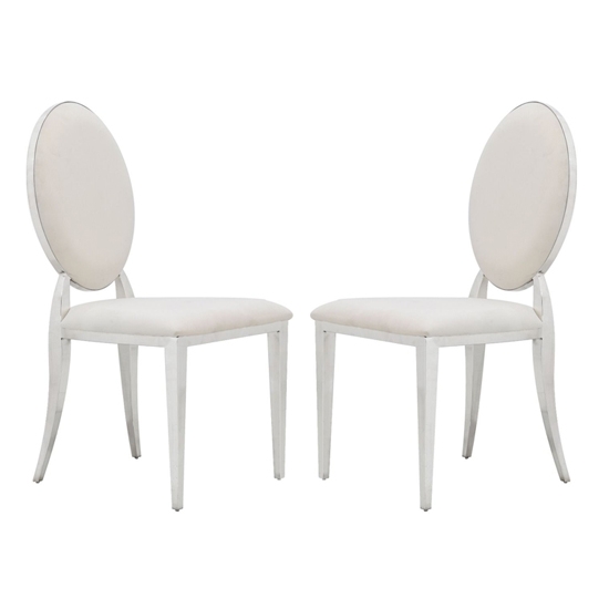 Hampton Cream Velvet Upholstered Dining Chairs In Pair