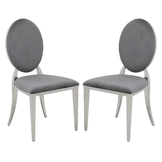 Hampton Dark Grey Velvet Upholstered Dining Chairs In Pair