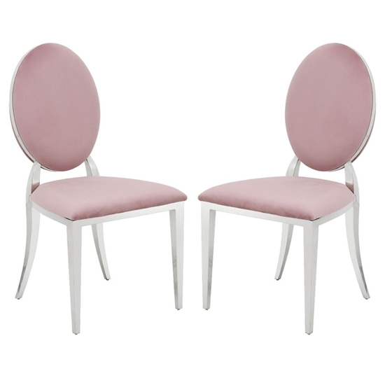 Hampton Pink Velvet Upholstered Dining Chairs In Pair