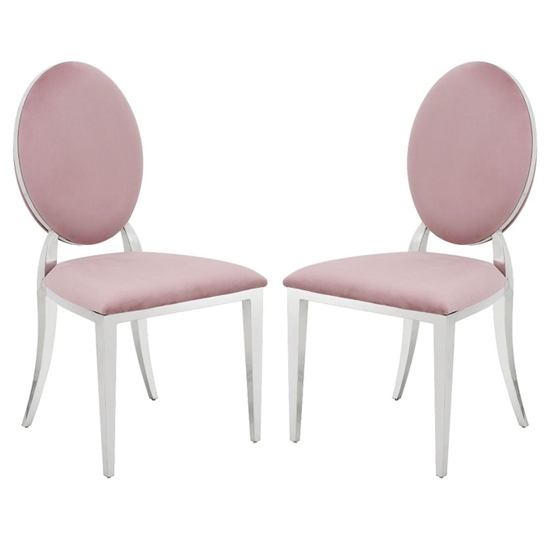 Hampton Pink Velvet Upholstered Dining Chairs In Pair