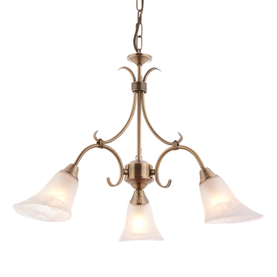 Hardwick 3 Lights Frosted Glass Ceiling Pendant Light In Antique Brass