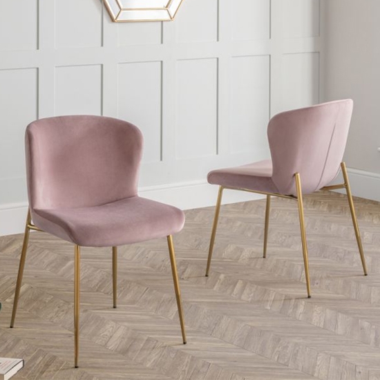 Harper Dusky Pink Velvet Dining Chairs In Pair