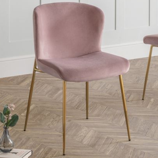 Harper Velvet Dining Chair In Dusky Pink