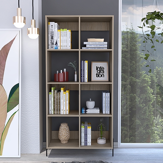 Harvard Wide Wooden Bookcase In Washed Oak