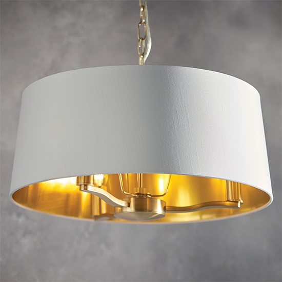 Harvey Round White Shade Ceiling Pendant Light In Brushed Gold