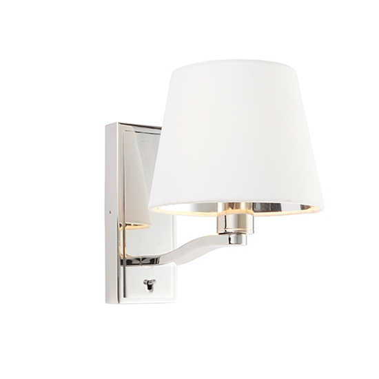 Harvey White Shade Wall Light In Bright Nickel