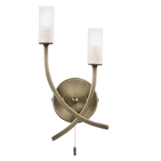 Havana Frosted Glass 2 Lights Wall Light In Antique Brass