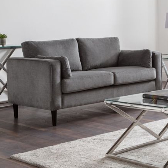 Hayward Chenille Fabric Upholstered 2 Seater Sofa In Elephant Grey