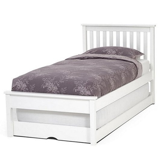 Heather Wooden Single Bed With Guest Bed In Opal White