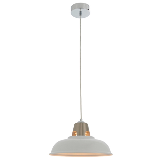 Henley Gloss Vintage White Ceiling Pendant Light In Satin Nickel