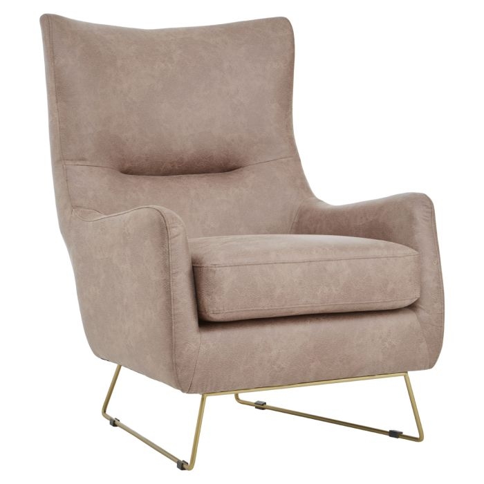 Henry Faux Leather Armchair In Light Brown