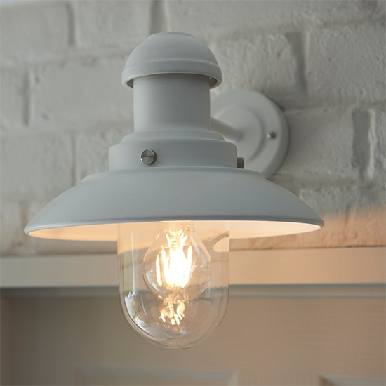Hereford Clear Glass Shade Wall Light In Gloss Stone