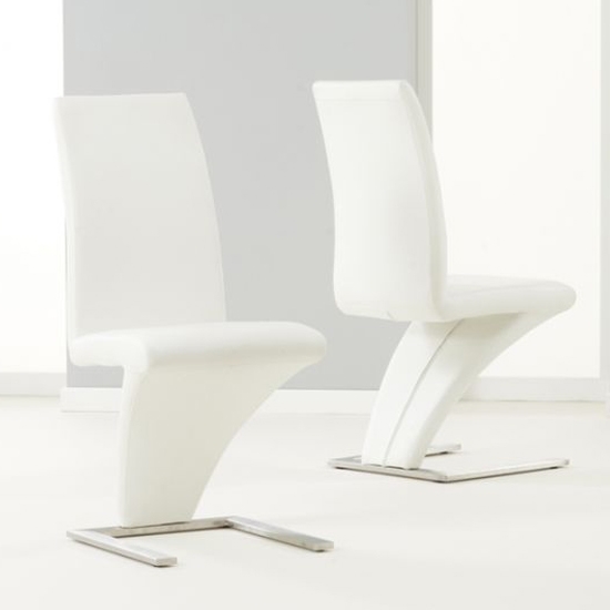 Hereford White Faux Leather Dining Chairs In Pair