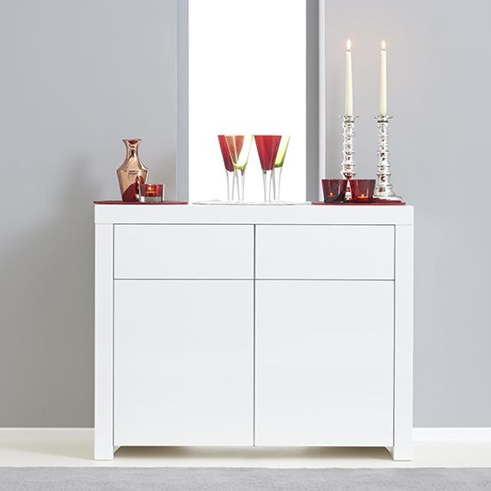 Hereford Wooden 2 Doors 2 Drawers Sideboard In White High Gloss