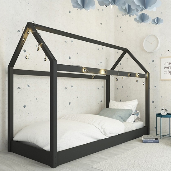 Hickory Wooden Single Bed Black