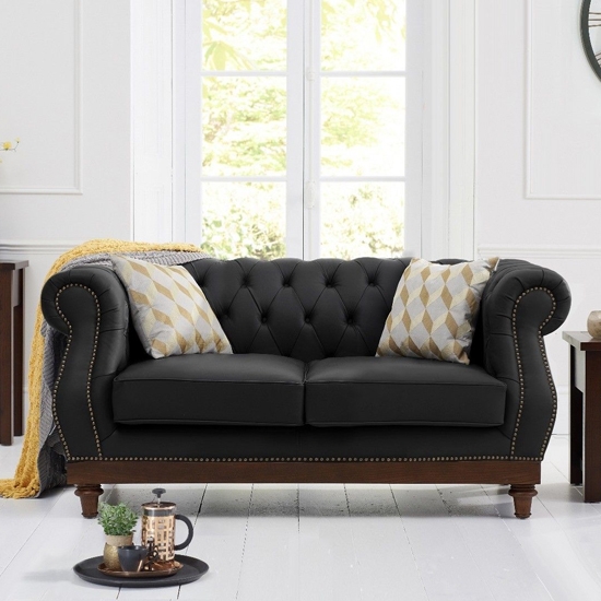 Highgrove Faux Leather 2 Seater Sofa In Black