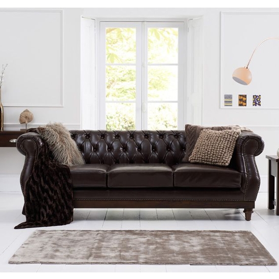 Highgrove Faux Leather 3 Seater Sofa In Brown