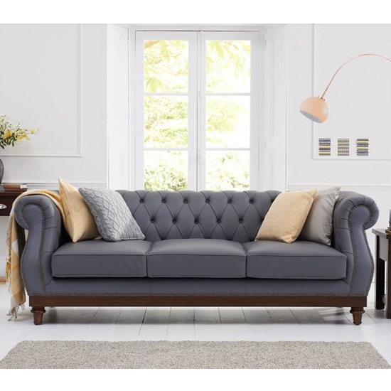 Highgrove Faux Leather 3 Seater Sofa In Grey