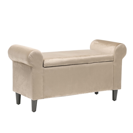 Highgrove Velvet Storage Ottoman In Beige