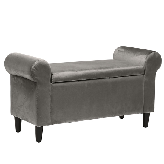 Highgrove Velvet Storage Ottoman In Grey