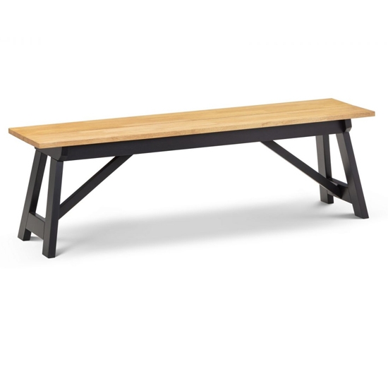 Hockley Oak Wooden Top Dining Bench With Black Legs