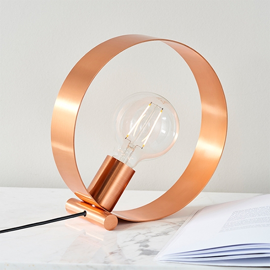 Hoop Led Table Lamp In Brushed Copper